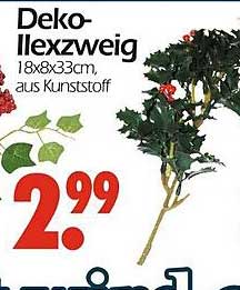 Deko-Illexzweig 18x8x33cm, aus Kunststoff