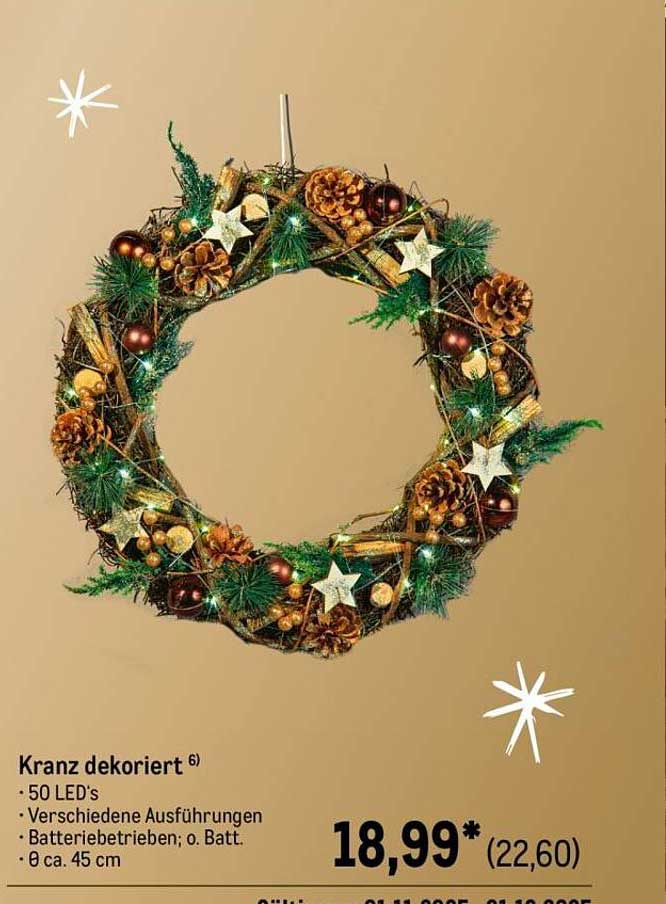 Dekorativer Kranz mit 50 LEDs – Verschiedene Ausführungen