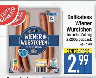 Delikatess Wiener Würstchen im zarten Saitling 2x200g Duopack
