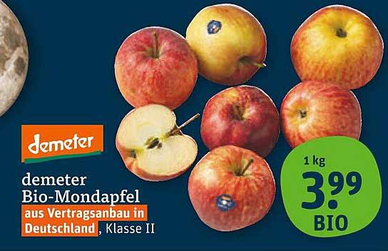 demeter Bio-Mondapfel aus Vertragsanbau in Deutschland, Klasse II