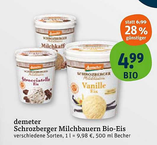 demeter Schroztberger Milchbauern Bio-Eis 500 ml Becher in verschiedenen Sorten