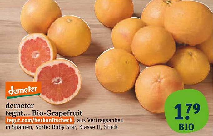 demeter tegut... Bio-Grapefruit, aus Vertragsanbau, Stück