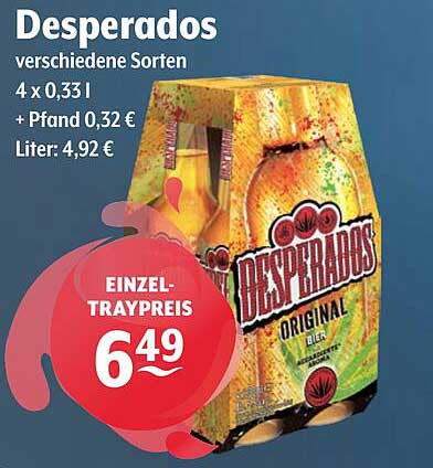 Desperados 4 x 0,33 l – verschiedene Sorten