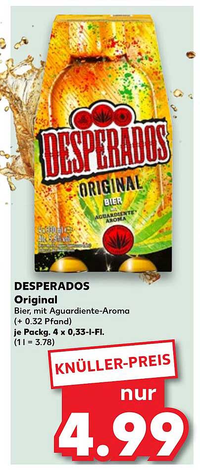 DESPERADOS Original Bier, mit Aguardiente-Aroma