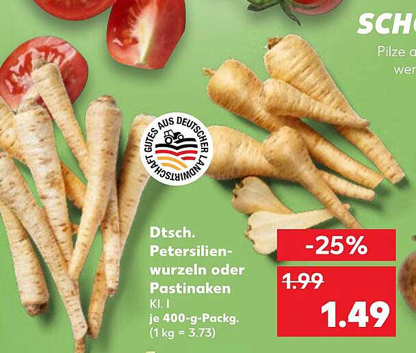 Deutsche Petersilienwurzeln oder Pastinaken – 400 g für nur 1,49 €