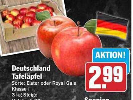 Deutschland Tafeläpfel - Sorte: Elster oder Royal Gala, Klasse I
