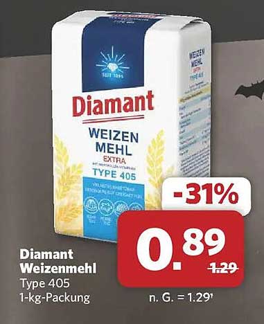 Diamant Weizenmehl Type 405 1-kg-Packung