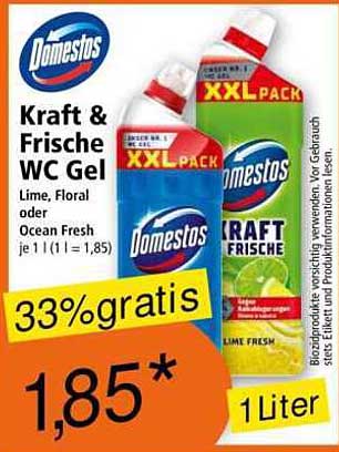 Domestos Kraft & Frische WC Gel – Lime, Floral oder Ocean Fresh