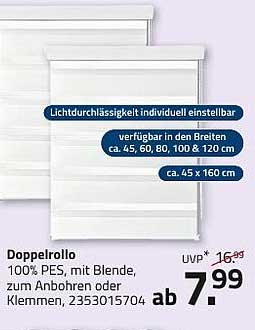 Doppelrollo 100% PES, mit Blende, zum Anbohren oder Klemmen