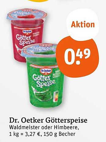 Dr. Oetker Götterspeise Waldmeister oder Himbeere, 150 g Becher