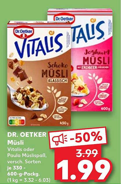 DR. OETKER VITALIS MÜSLI - 50% Rabatt!