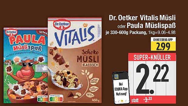 Dr. Oetker Vitalis Müsli oder Paula Müslispass