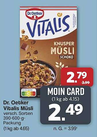 Dr. Oetker Vitalis Müsli verschiedene Sorten 390-600 g