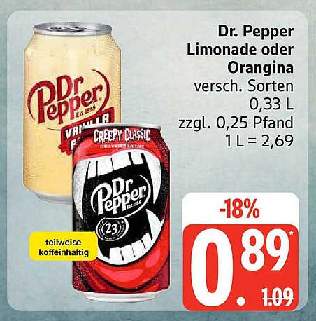 Dr. Pepper Limonade oder Orangina 0,33 L – Verschiedene Sorten