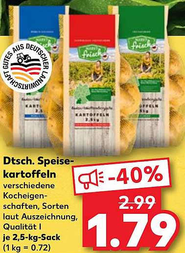 Dt. Speisekartoffeln - verschiedene Kocheigenschaften