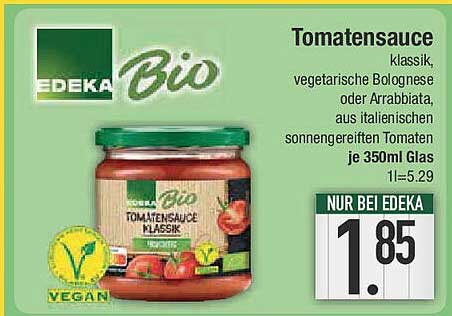 EDEKA Bio Tomatensauce klassisch, 350ml Gläser