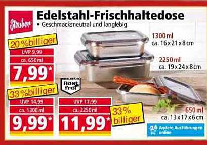 Edelstahl-Frischhaltedose - Geschmacksneutral und Langlebig