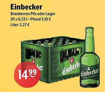 Einbecker Brauherren Pils oder Lager 20 x 0,33 l + Pfand 3,10 €