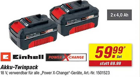 Einhell Akku-Twinpack 2 x 4,0 Ah