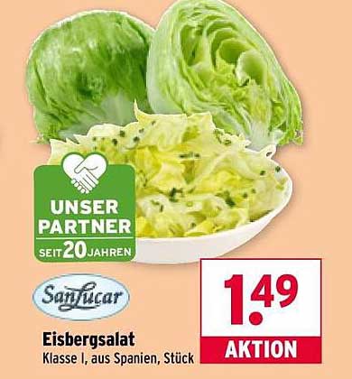 Eisbergsalat SanLucar – Klasse I, aus Spanien, Stück