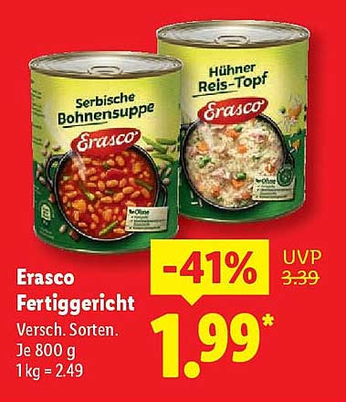Erasco Fertiggericht, verschiedene Sorten, je 800 g