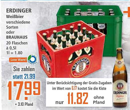 ERDINGER Weißbier 20 Flaschen à 0,5l