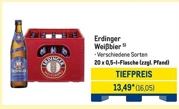 Erdinger Weißbier 20 x 0,5 l-Flasche (zzgl. Pfand)