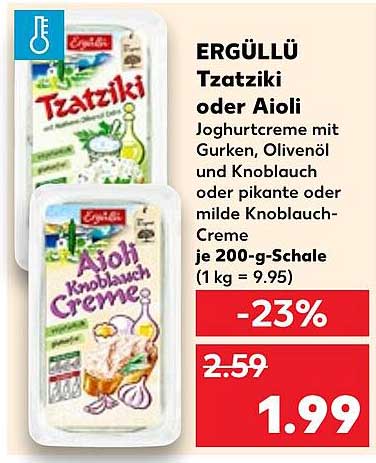 Ergüllü Tzatziki oder Aioli Joghurtcreme 200-g-Packung
