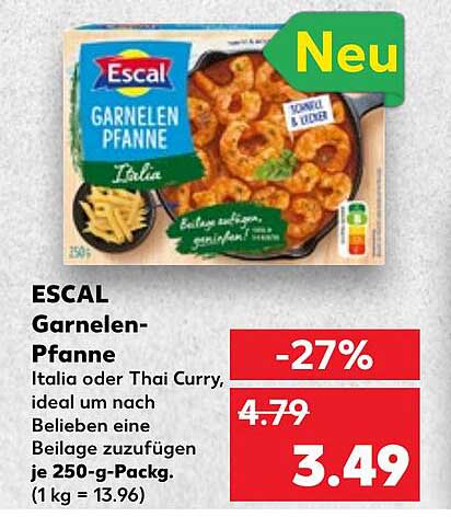ESCAL Garnelen-Pfanne Italia oder Thai Curry