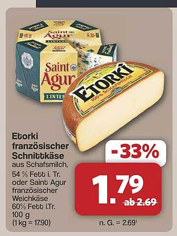 Etorki französischer Schnittkäse aus Schafsmilch - 54% Fett i.Tr.