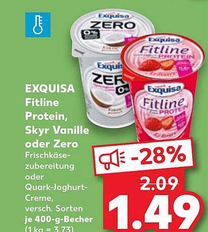 EXQUISA Fitline Protein, Skyr Vanille oder Zero Frischkäsezubereitung