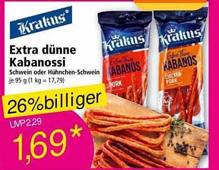 Extra dünne Kabanossi – Schwein oder Hühnchen-Schwein