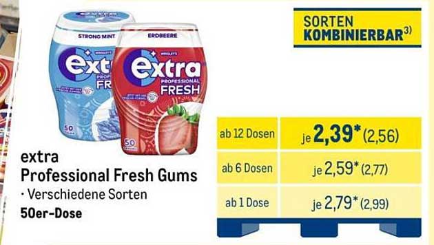 extra Professional Fresh Gums – Verschiedene Sorten, 50er-Dose