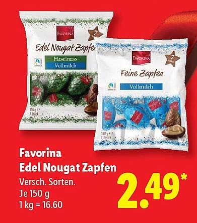 Favorina Edel Nougat Zapfen - Verschiedene Sorten