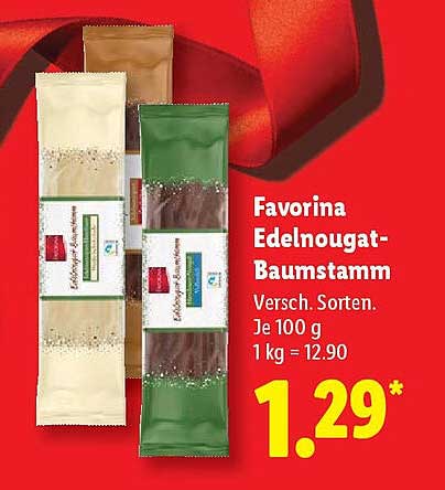 Favorina Edelnougat-Baumstamm - Verschiedene Sorten