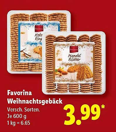 Favorina Weihnachtsgebäck 600 g