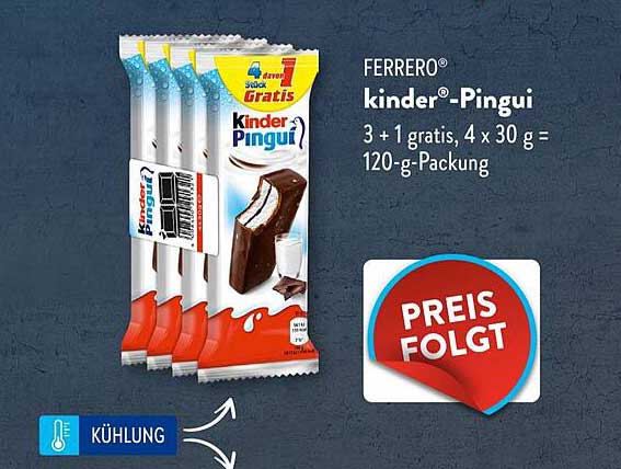 FERRERO® kinder®-Pingui 3 + 1 gratis, 120-g-Packung