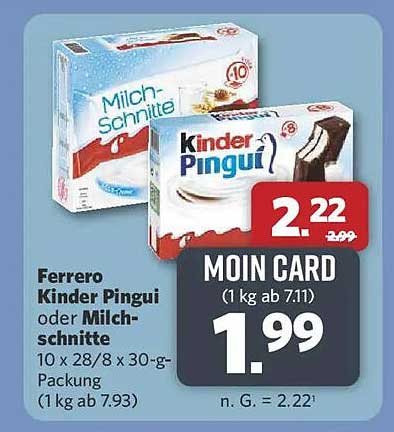 Ferrero Kinder Pingui oder Milch-Schnitte