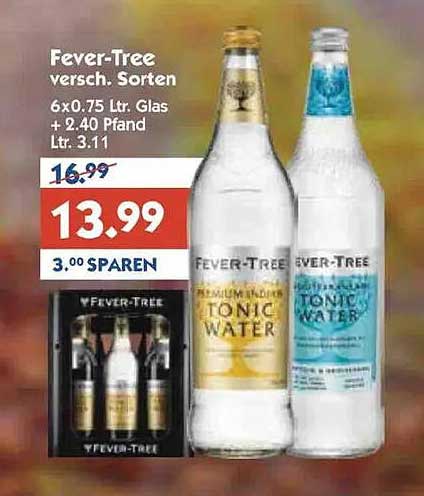 Fever-Tree Tonic Water 6x0.75 Ltr. - Verschiedene Sorten