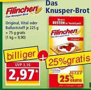 Filinchen Das Knusper-Brot - Original, Vital oder Ballaststoff 225 g + 75 g gratis