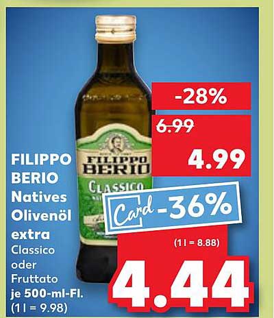 FILIPPO BARIO Natives Olivenöl extra Classico oder Fruttato 500-ml-Fl.