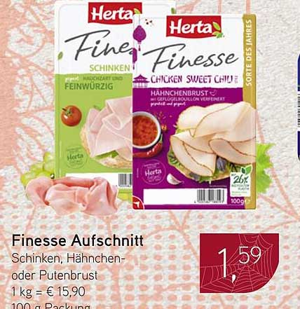 Finesse Aufschnitt von Herta - Schinken, Hähnchen- oder Putenbrust