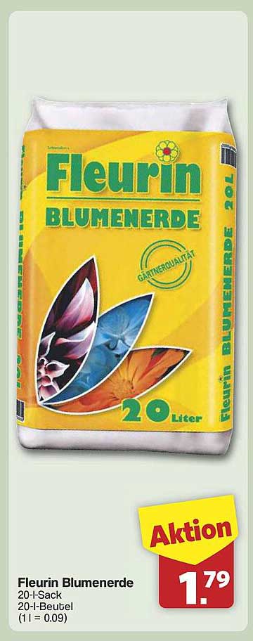 Fleurin Blumenerde 20 Liter Sack für nur 1,79 €