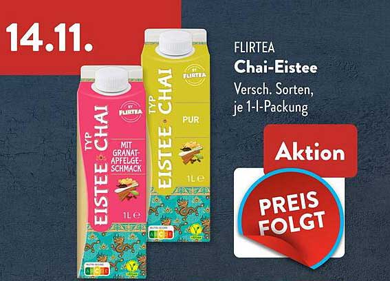 FLIRTEA Chai-Eistee - Verschiedene Sorten, je 1 l-Packung