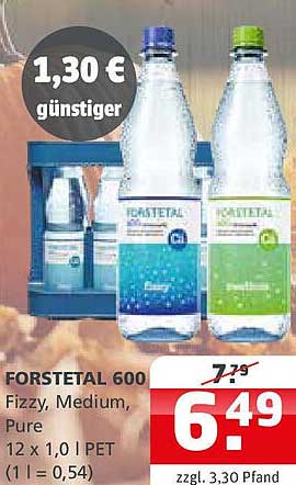 FORSTETAL 600 - Fizzy, Medium, Pure 12 x 1,0 l PET