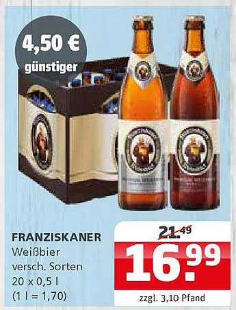 FRANZISKANER Weißbier versch. Sorten 20 x 0,5 l