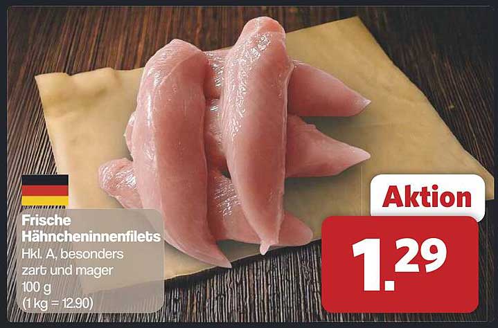 Frische Hähncheninnenfilets Hkl A, besonders zart und mager (100 g)