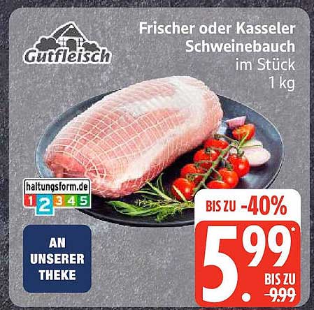 Frischer oder Kasseler Schweinebauch im Stück 1 kg