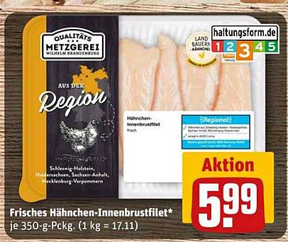 Frisches Hähnchen-Innenbrustfilet* je 350-g-Pckg.