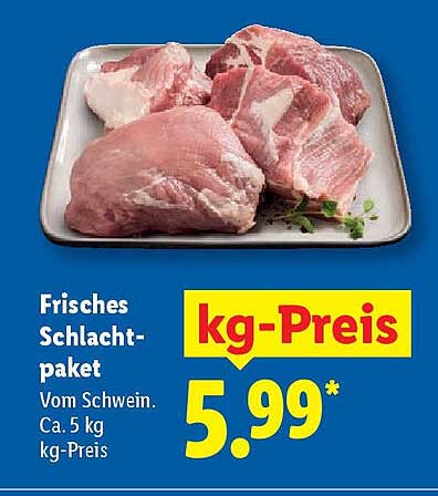 Frisches Schlachtpaket vom Schwein – kg-Preis 5,99*